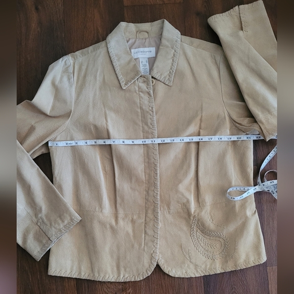 Liz Claiborne suede western paisley stitched jacket Women's XL tan blazer style - Picture 8 of 9
